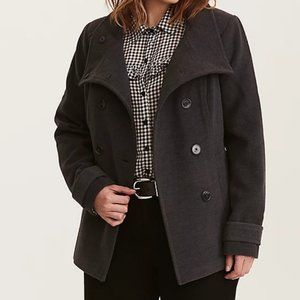 Torrid Size 4 Double Breasted Peacoat Gray